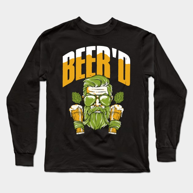 Beer'd Funny Beard Gift Long Sleeve T-Shirt by Dragna99